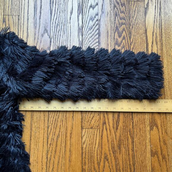 Amoli Faux Fur Coat Fuzzy Fringe Dressy Cardigan Jacket Bolero Black NEW Size L - Picture 8 of 9